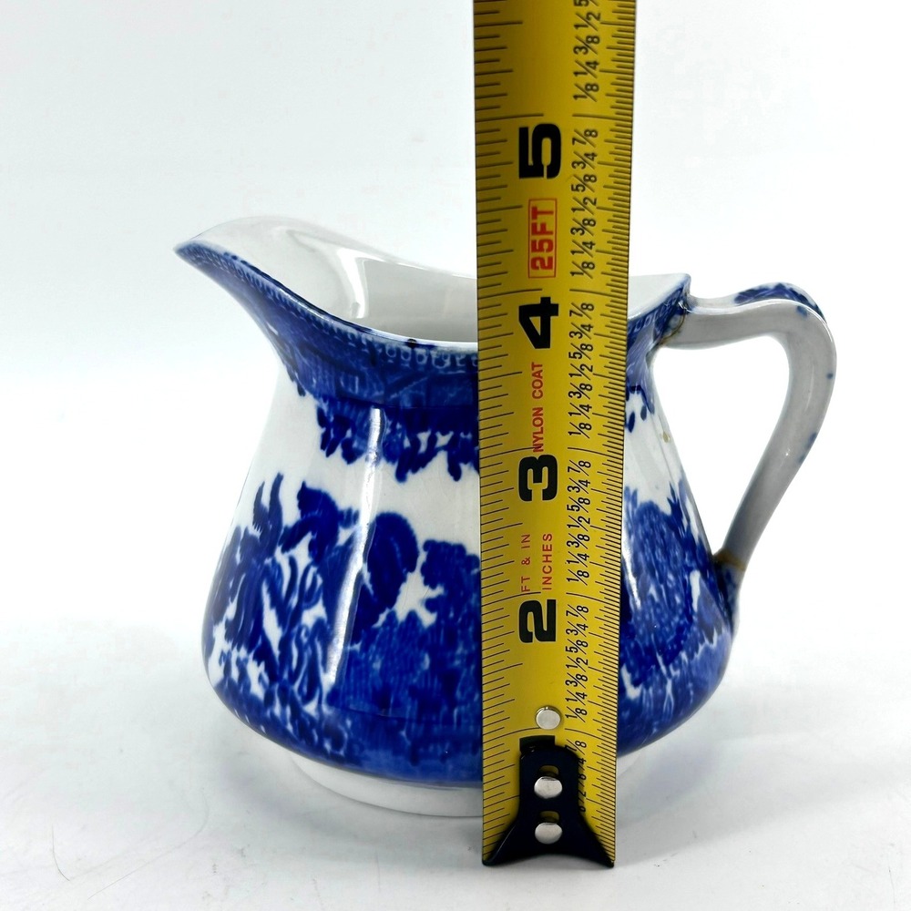 Ye Olde Willow Blue White Transferware Pitcher Creamer Stoke on Trent England - Picture 10 of 10
